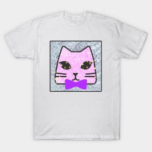 Sassy Pink Cute Cat With Bow Tie T-Shirt